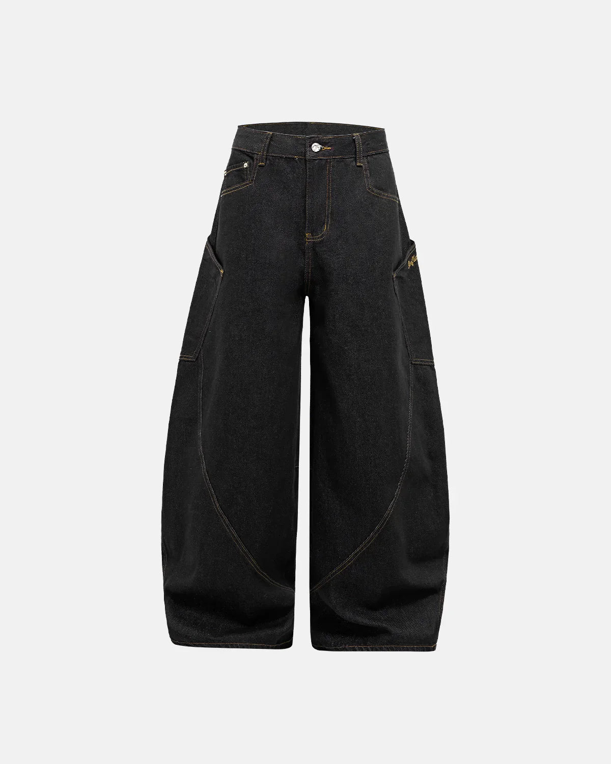 Super Raw Barrel Jeans High Waist Wide-Leg Streetwear Black