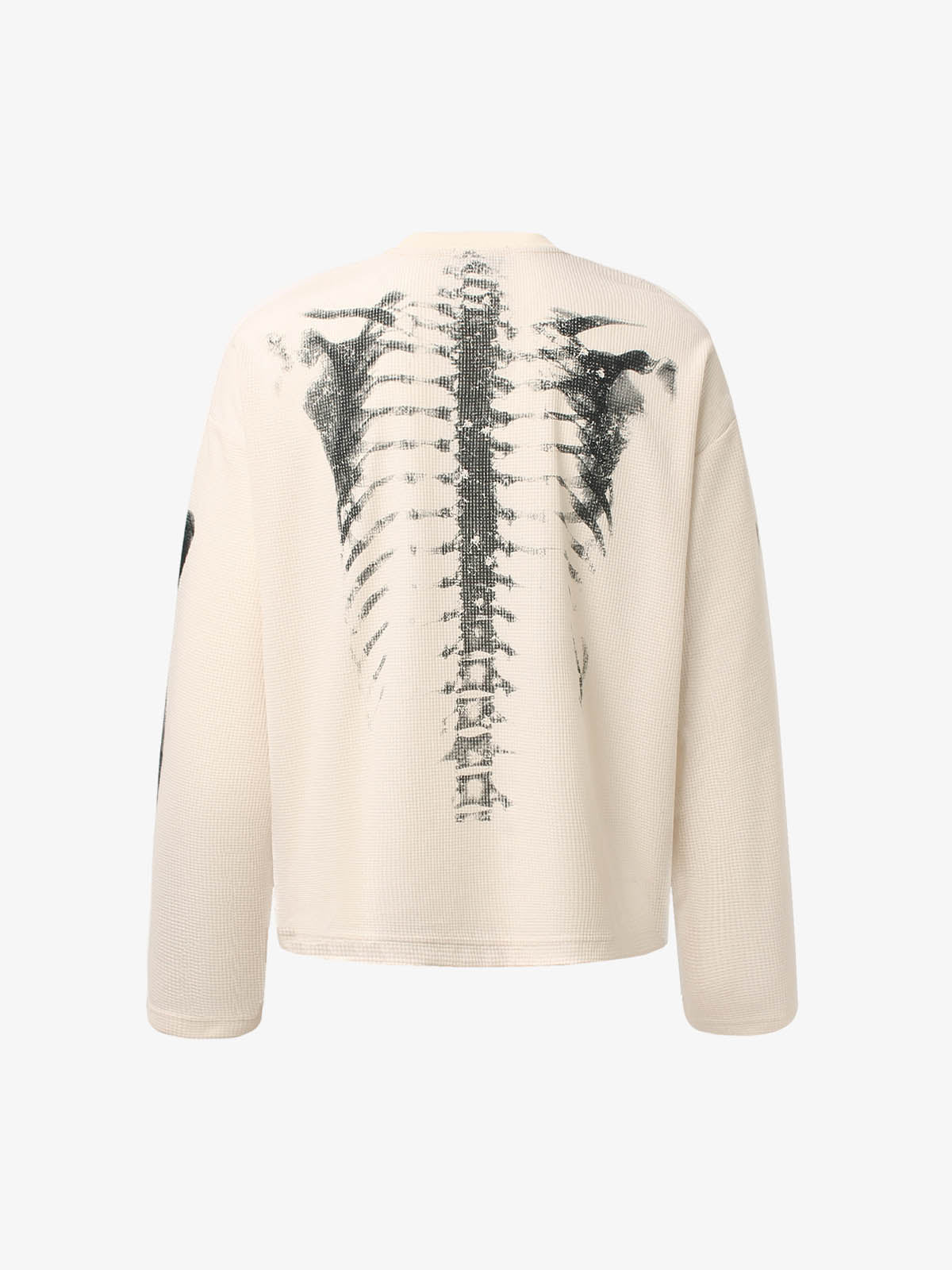Unisex Waffle Knit Skeleton Graphic Sweatshirt Long Sleeve Cozy