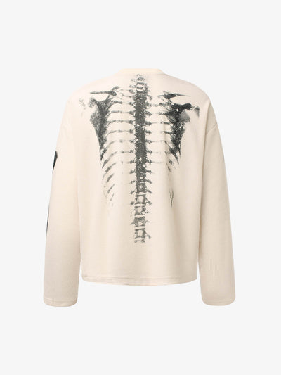 Unisex Waffle Knit Skeleton Graphic Sweatshirt Long Sleeve Cozy