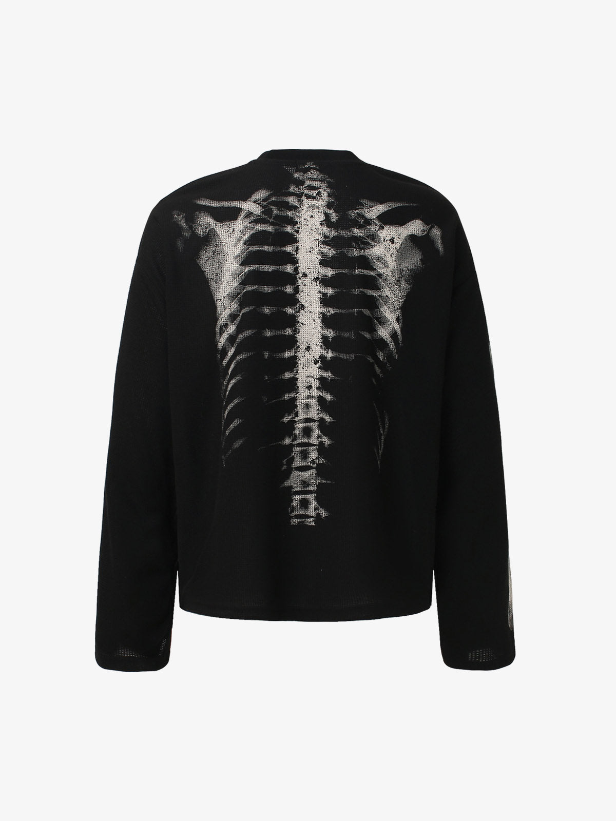 Unisex Waffle Knit Skeleton Graphic Sweatshirt Long Sleeve Cozy