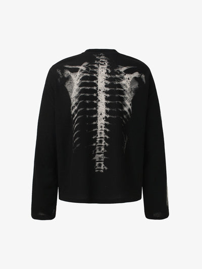 Unisex Waffle Knit Skeleton Graphic Sweatshirt Long Sleeve Cozy