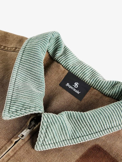 Punk Retro Collage Distressed Heavy Jacket with Patchwork Graphics