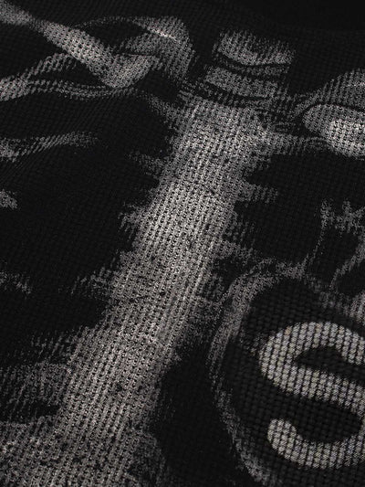 Unisex Waffle Knit Skeleton Graphic Sweatshirt Long Sleeve Cozy