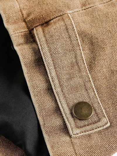 Punk Retro Collage Distressed Heavy Jacket with Patchwork Graphics