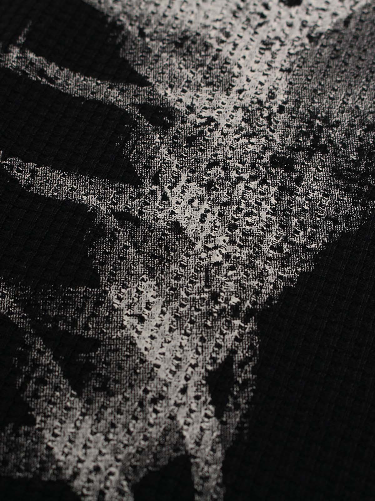 Unisex Waffle Knit Skeleton Graphic Sweatshirt Long Sleeve Cozy