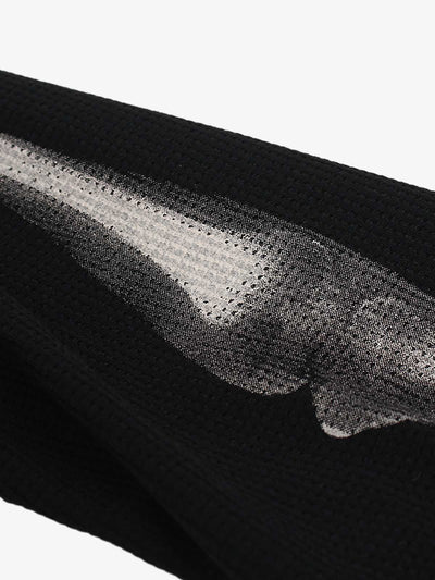 Unisex Waffle Knit Skeleton Graphic Sweatshirt Long Sleeve Cozy