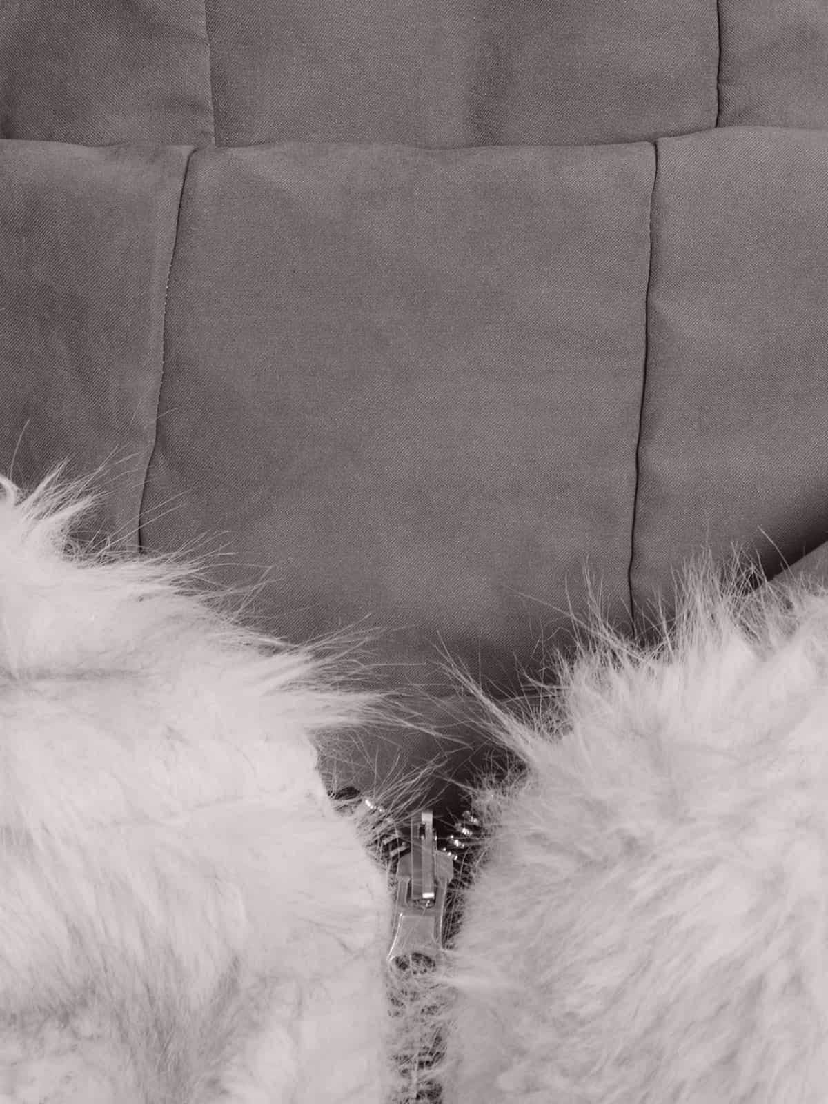 Oversized Reversible Plush Hooded Jacket with Faux Fur Lining