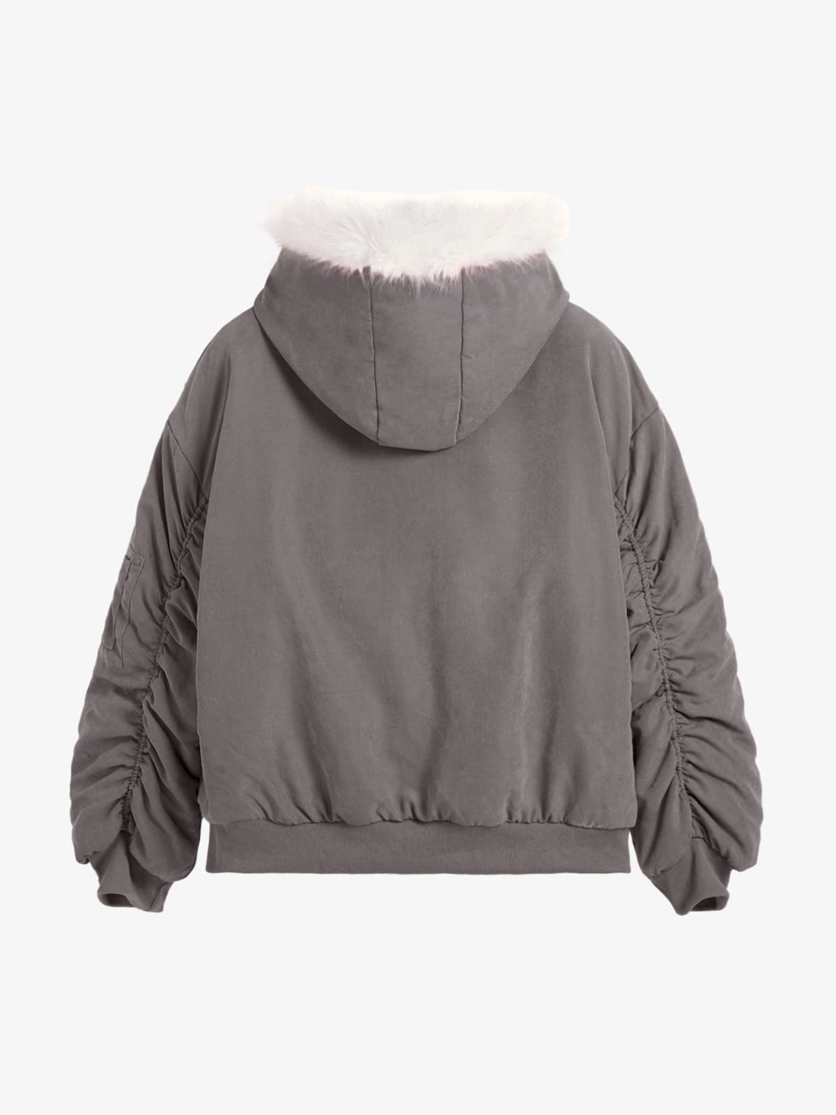Oversized Reversible Plush Hooded Jacket with Faux Fur Lining