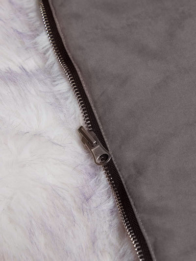 Oversized Reversible Plush Hooded Jacket with Faux Fur Lining