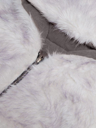 Oversized Reversible Plush Hooded Jacket with Faux Fur Lining