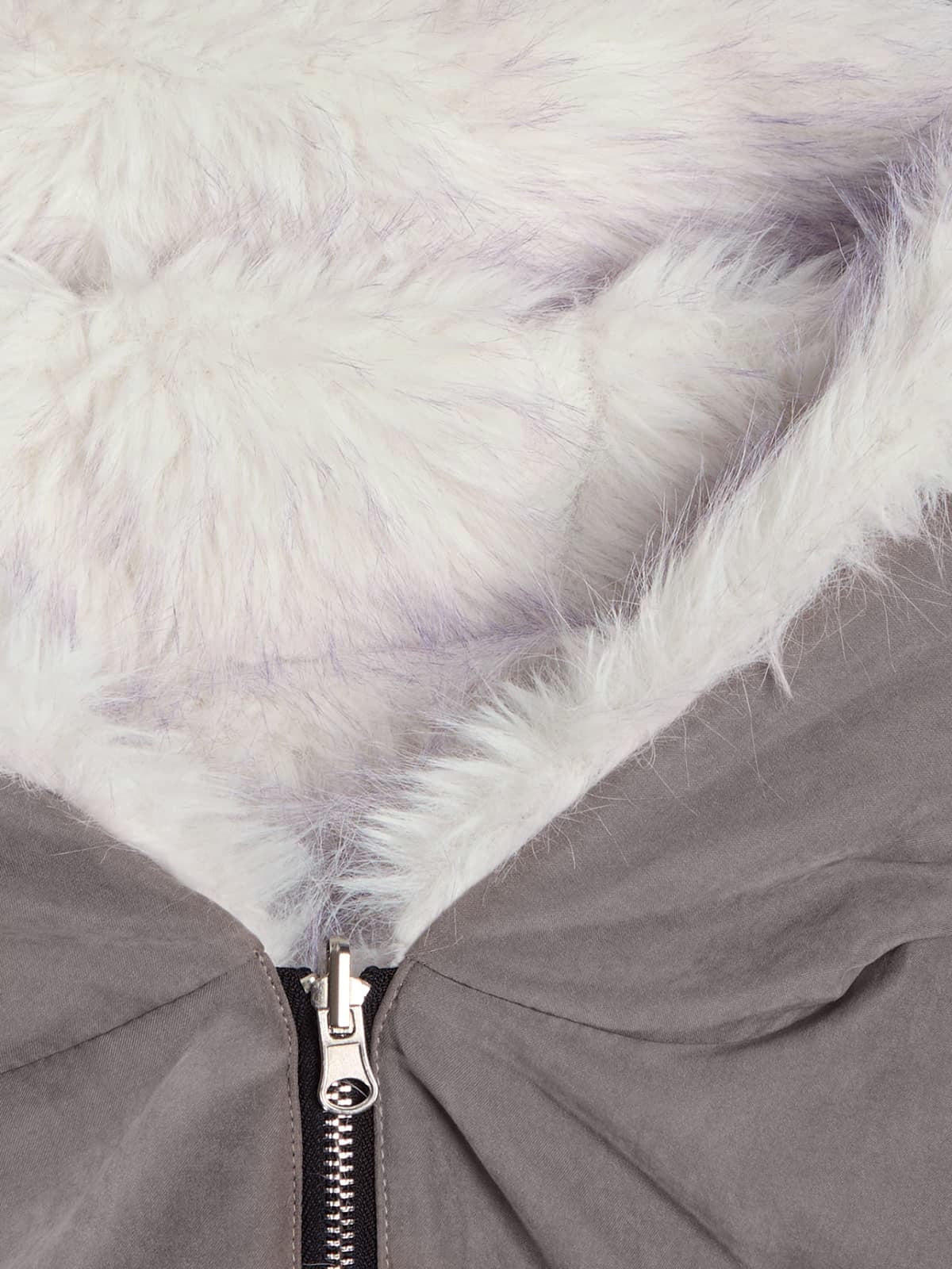 Oversized Reversible Plush Hooded Jacket with Faux Fur Lining