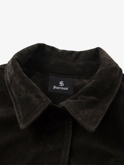 Retro Suede Lapel Bomber Jacket with Toggle Metal Buttons