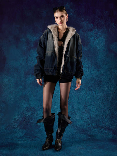 Ropasy Cotton Washed Fur Hooded Jacket