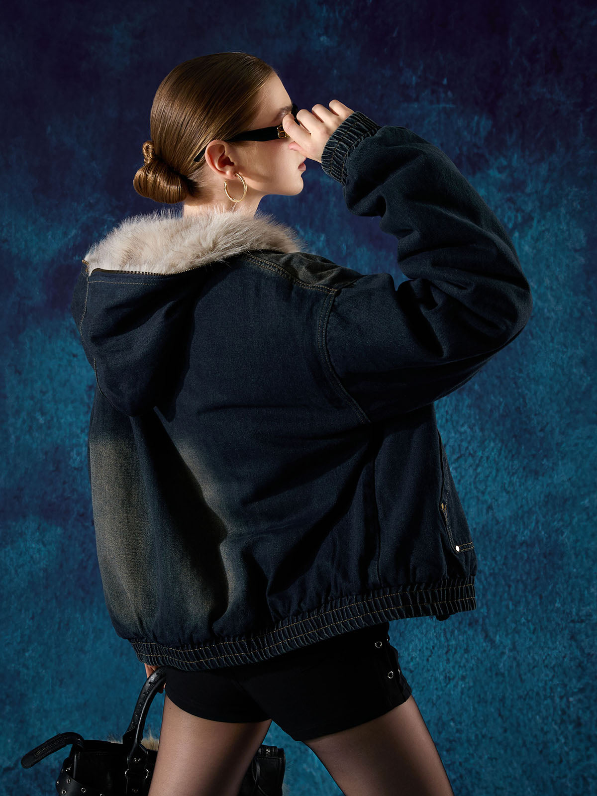Ropasy Cotton Washed Fur Hooded Jacket