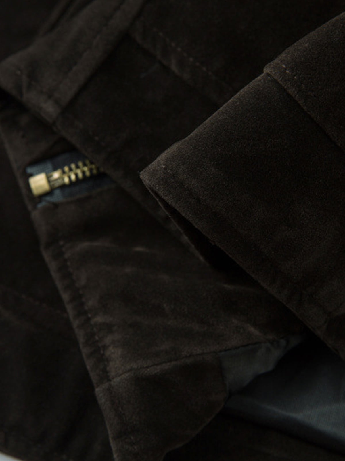 Retro Suede Lapel Bomber Jacket with Toggle Metal Buttons