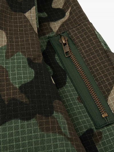 Reversible Camouflage Cotton Jacket with Faux Fur Collar, Thickened