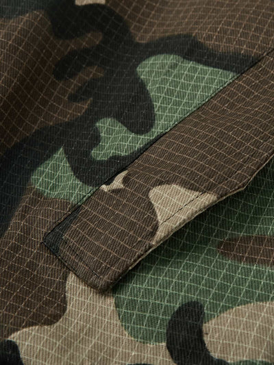 Reversible Camouflage Cotton Jacket with Faux Fur Collar, Thickened