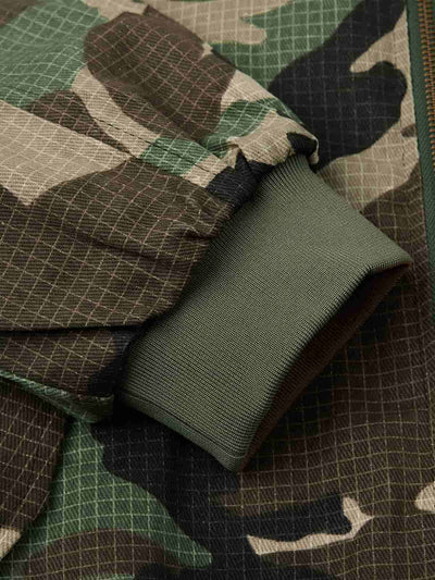 Reversible Camouflage Cotton Jacket with Faux Fur Collar, Thickened