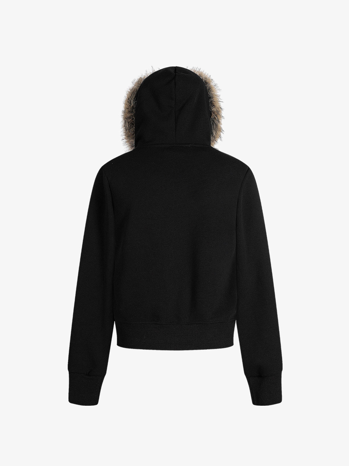 American Retro Gradient Letter Print Splicing Cardigan Fur Collar Coat