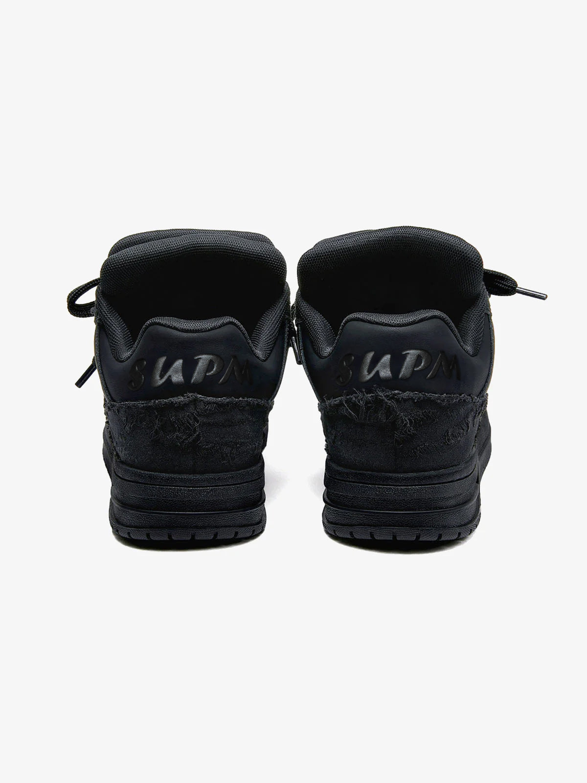 Black Knight Thick-Soled Skate Sneakers with Breathable Perforated Upper