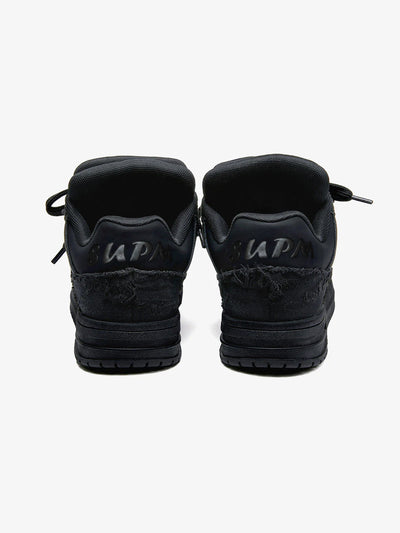 Black Knight Thick-Soled Skate Sneakers with Breathable Perforated Upper