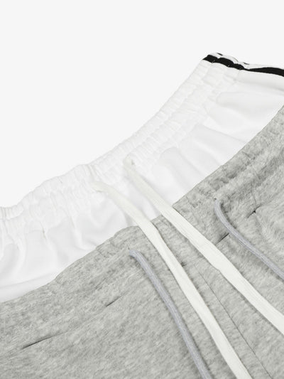 Vintage Paratrooper Layered Look Wide Leg Sweatpants with Contrast Waistband