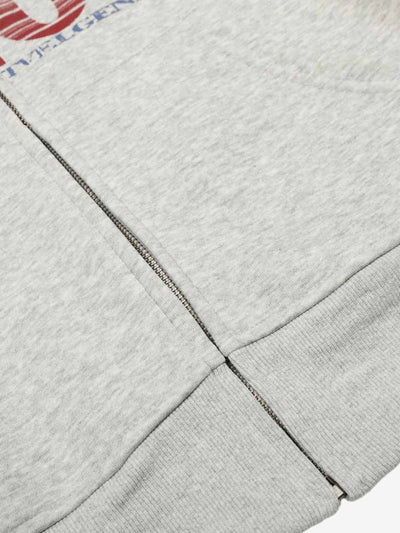 American Retro Gradient Letter Print Splicing Cardigan Fur Collar Coat