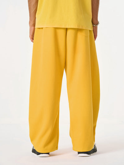 Vintage Paratrooper Wide-Leg Fleece Pants with Side Stripe Drawstring Waist