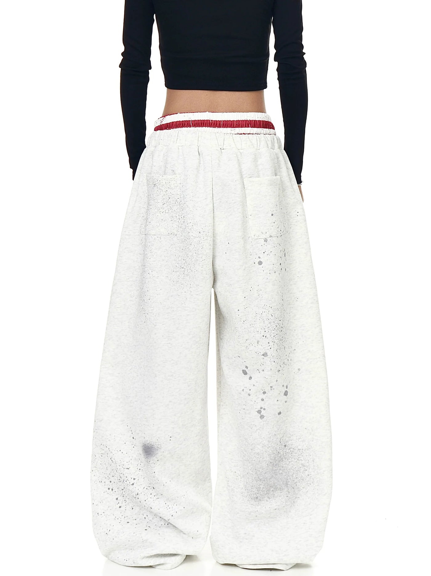 Retro Letter Flag Print Wide-Leg Straight Sweatpants for Streetwear