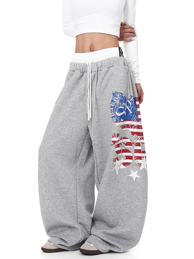 Unisex Oversized Drawstring Harem Sweatpants Double-Waist Comfort Style