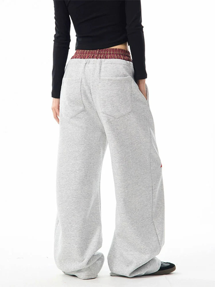Women's Oversized Loose High-Waist Lettered American Sports Sweatpants