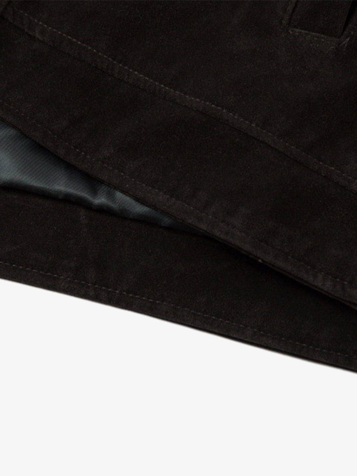 Retro Suede Lapel Bomber Jacket with Toggle Metal Buttons