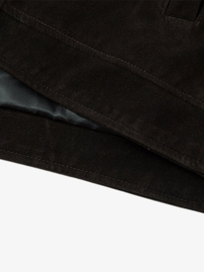 Retro Suede Lapel Bomber Jacket with Toggle Metal Buttons