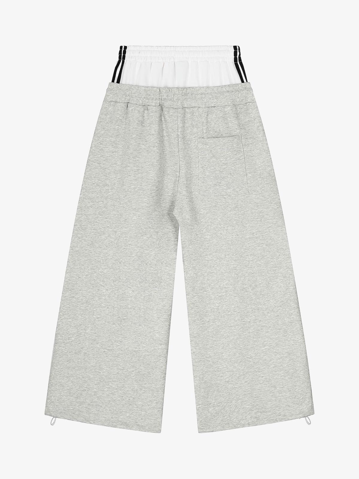 Vintage Paratrooper Layered Look Wide Leg Sweatpants with Contrast Waistband