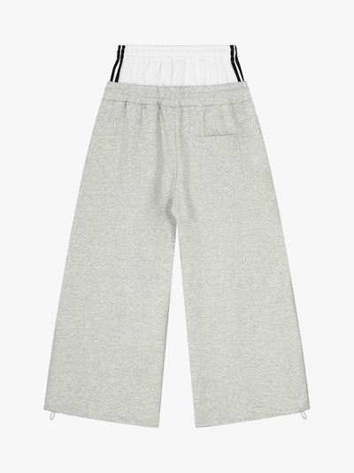 Vintage Paratrooper Layered Look Wide Leg Sweatpants with Contrast Waistband