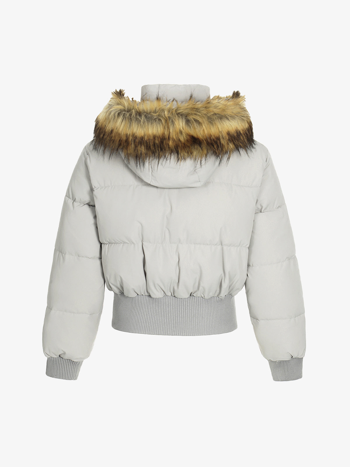 Retro Quilted Floral Print Jacket with Faux Fur Collar