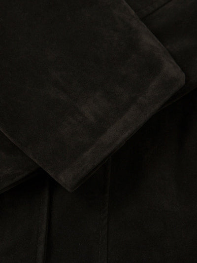 Retro Suede Lapel Bomber Jacket with Toggle Metal Buttons