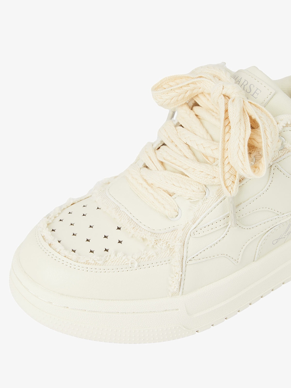 Creamy White Leather Chunky Sole Breathable Low-Top Sneakers