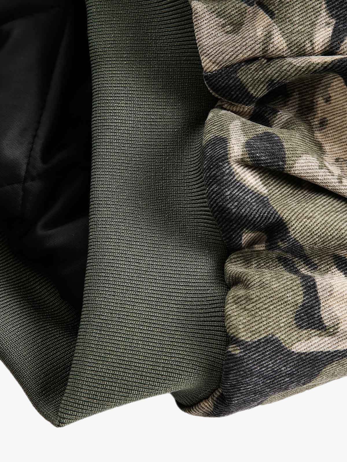 Classic Camouflage Fur-Lined Hooded Cotton Jacket with Detachable Hood