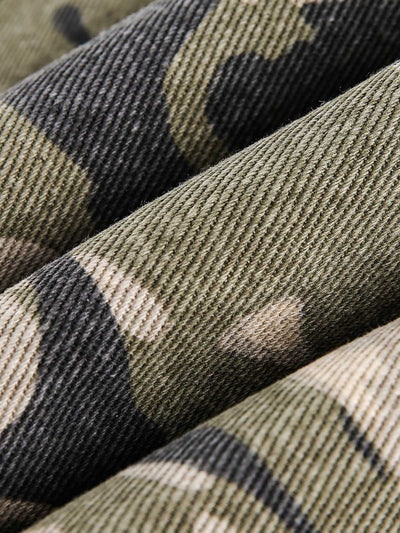 Classic Camouflage Fur-Lined Hooded Cotton Jacket with Detachable Hood