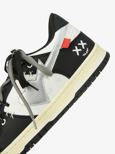 Chunky Leather Mesh Velcro Sneakers with Reflective Accents