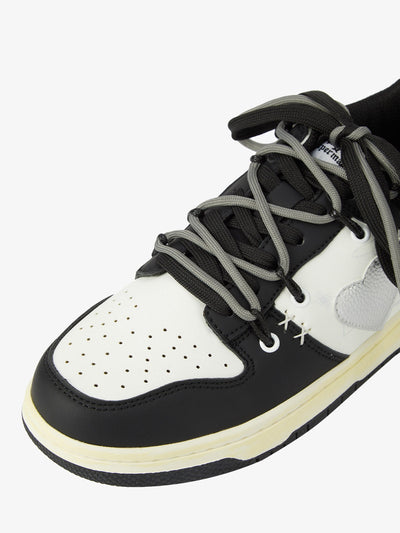 Chunky Leather Mesh Velcro Sneakers with Reflective Accents