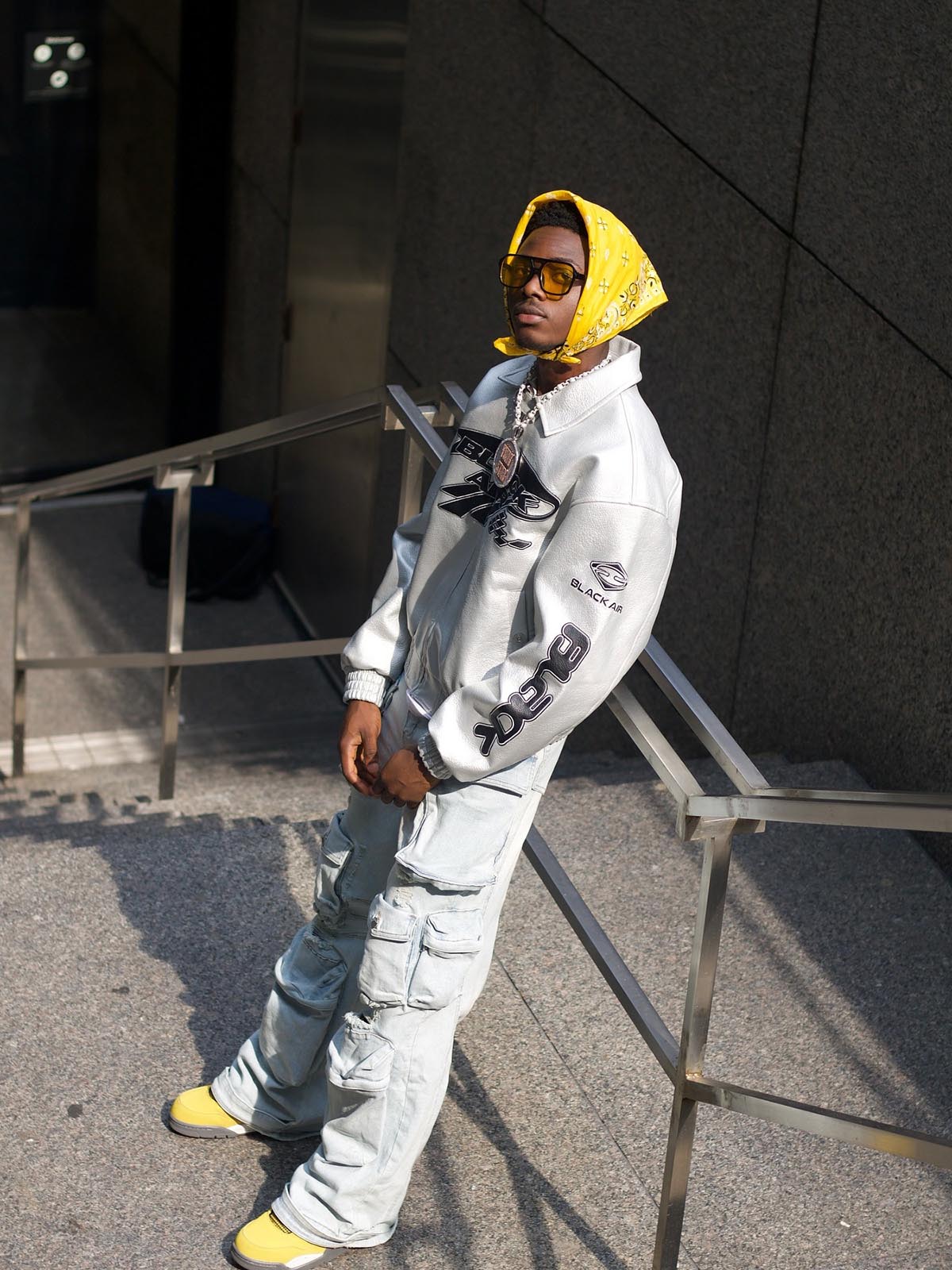 Vintage Street PU Faux Leather Bomber Jacket with Reflective Logo