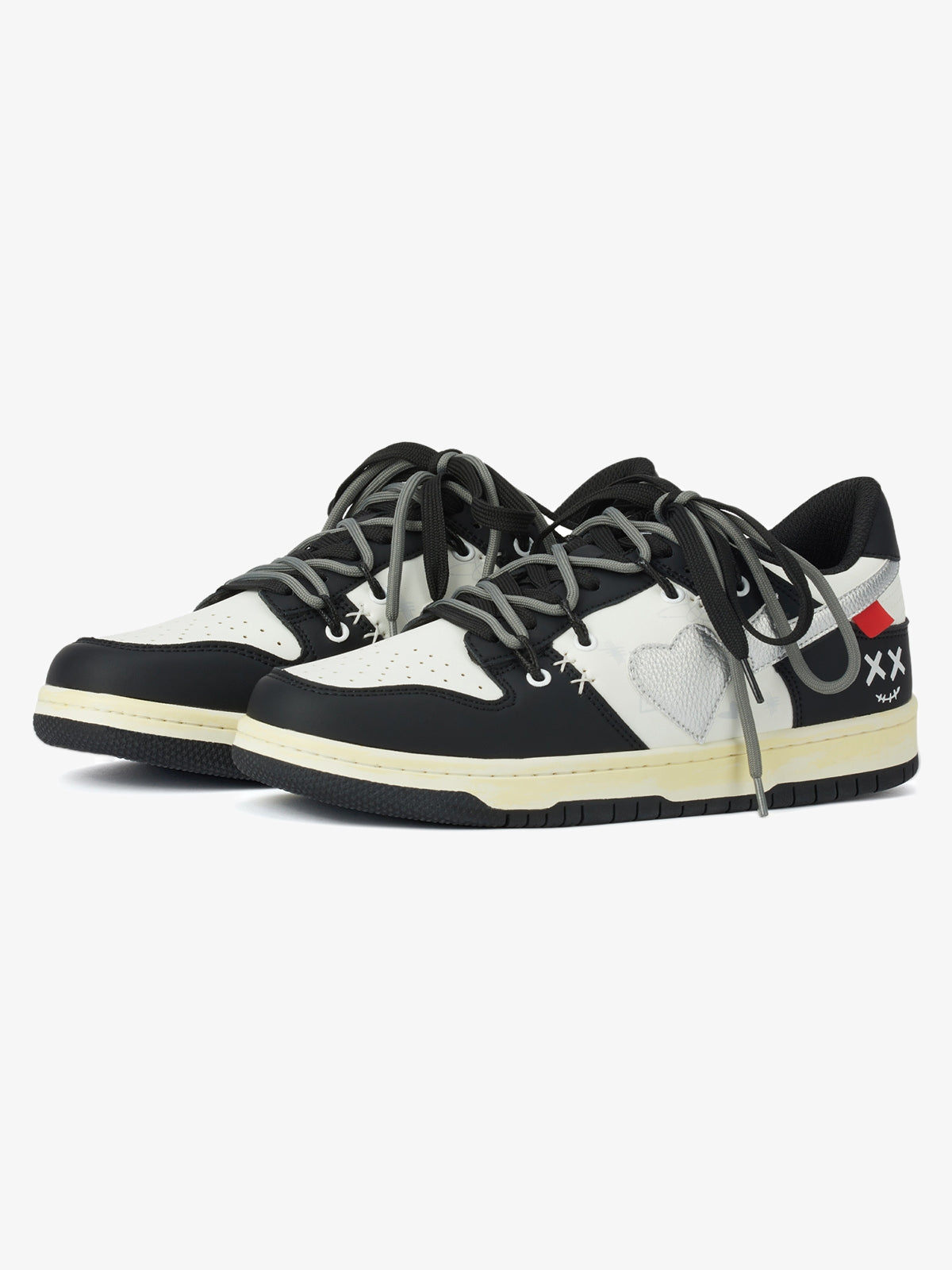 Chunky Leather Mesh Velcro Sneakers with Reflective Accents