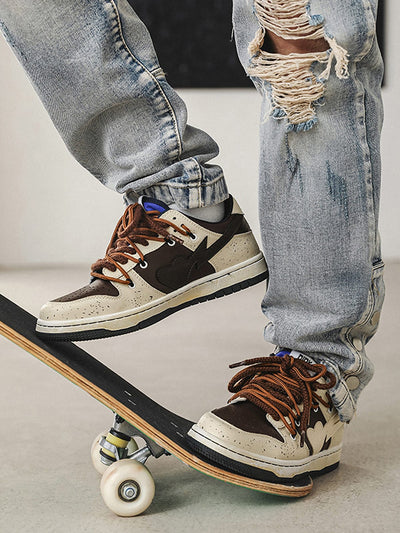 Chunky Leather Mesh Velcro Sneakers with Reflective Accents