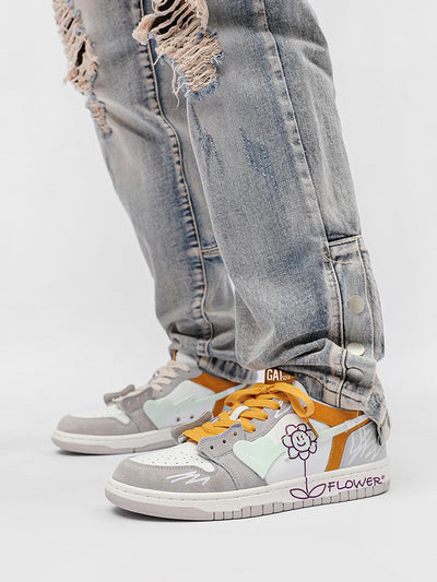 Sunflower Hip-Hop Skate Shoes: Modern Streetwear with Reflective Details and Zipper