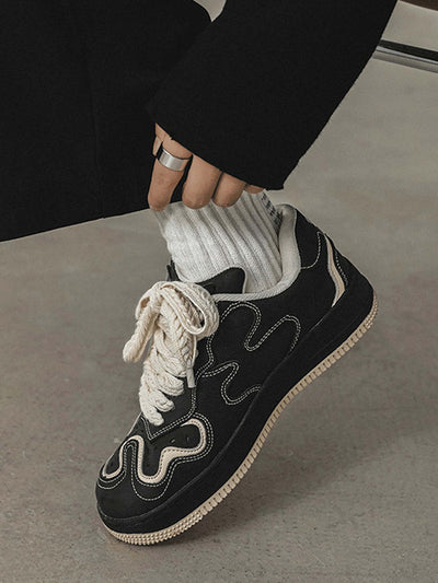 Canvas Skateboard Shoes Unisex Casual Lace-Up Durable Rubber Sole