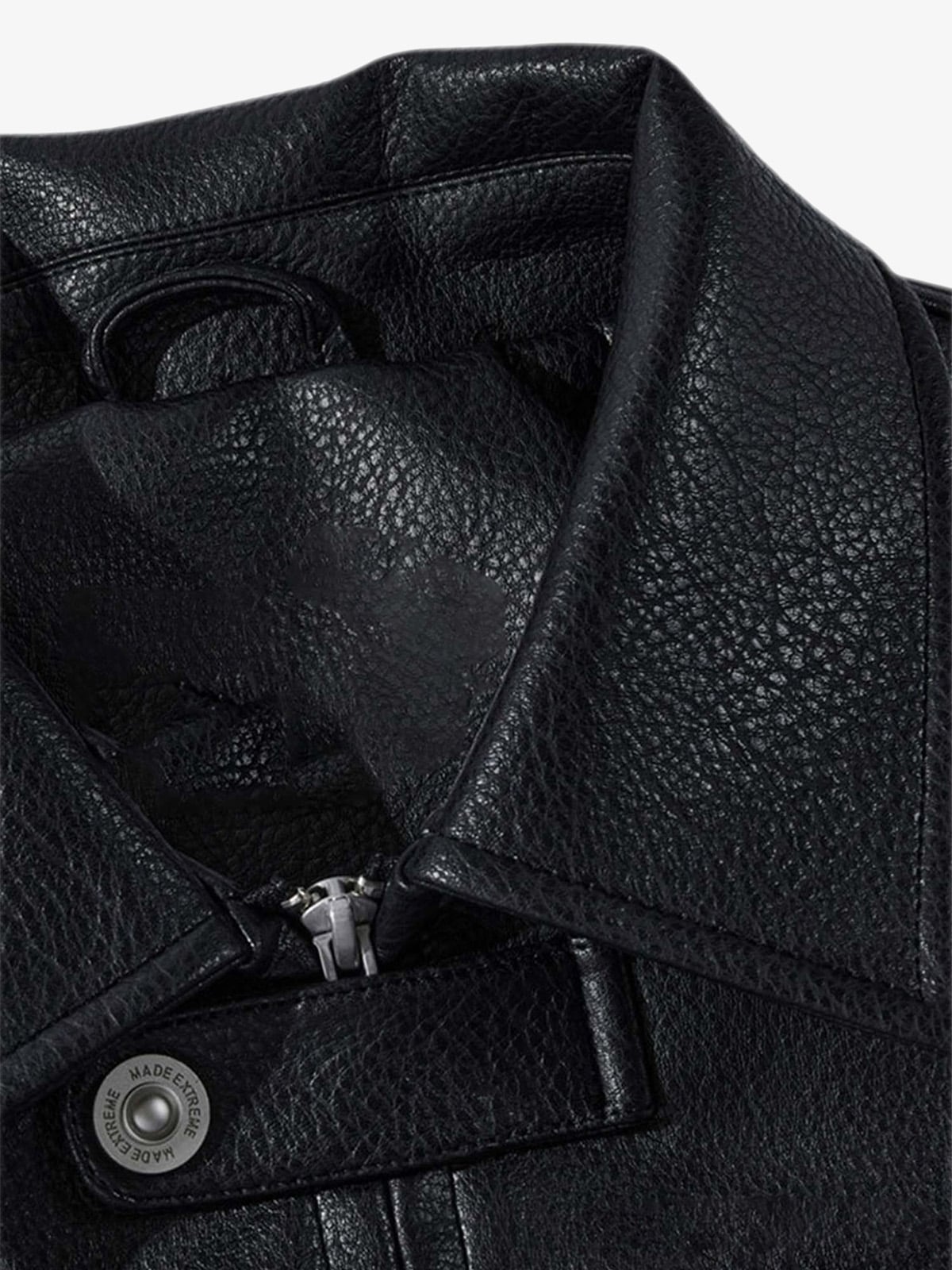 Vintage Street PU Faux Leather Bomber Jacket with Reflective Logo