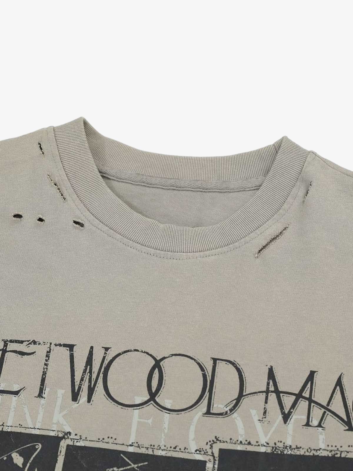 Distressed Camouflage Jersey Graphic T-Shirt with Faux Layering