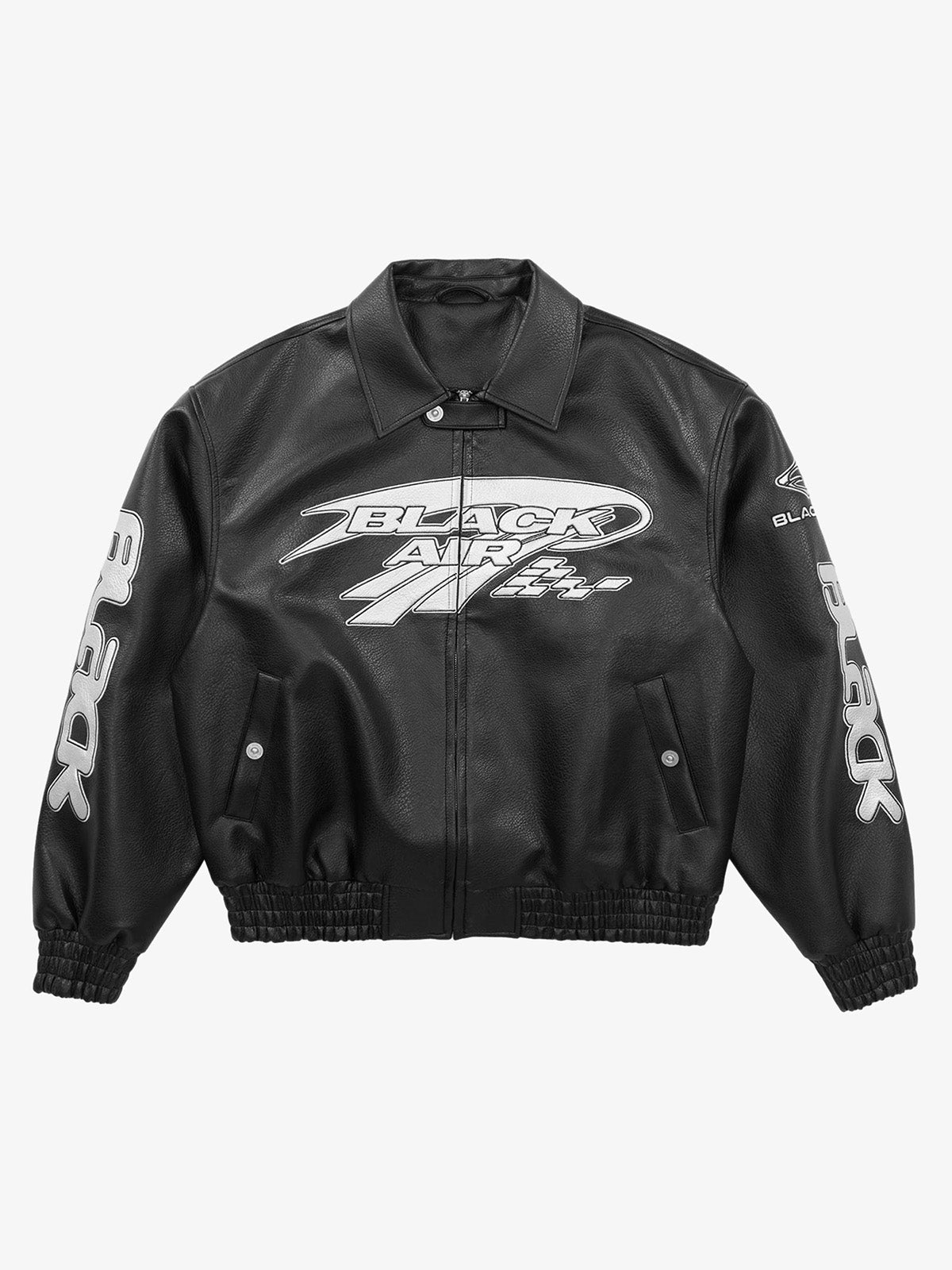 Vintage Street PU Faux Leather Bomber Jacket with Reflective Logo
